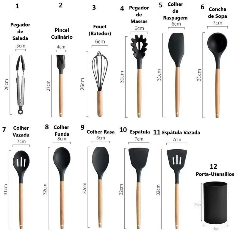 MasterChef Silicone Pro – Kit de Utensílios Completo (12 Peças)